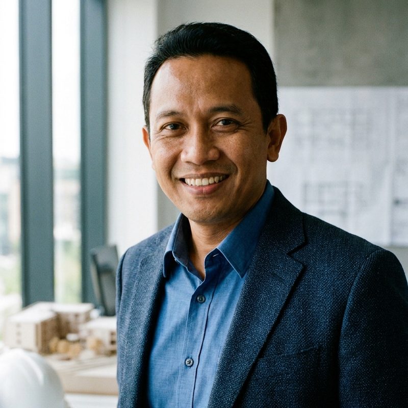 Potret Ir. Yudha Kurniawan, M.T., IPM di ruang kerja perencanaan struktur.